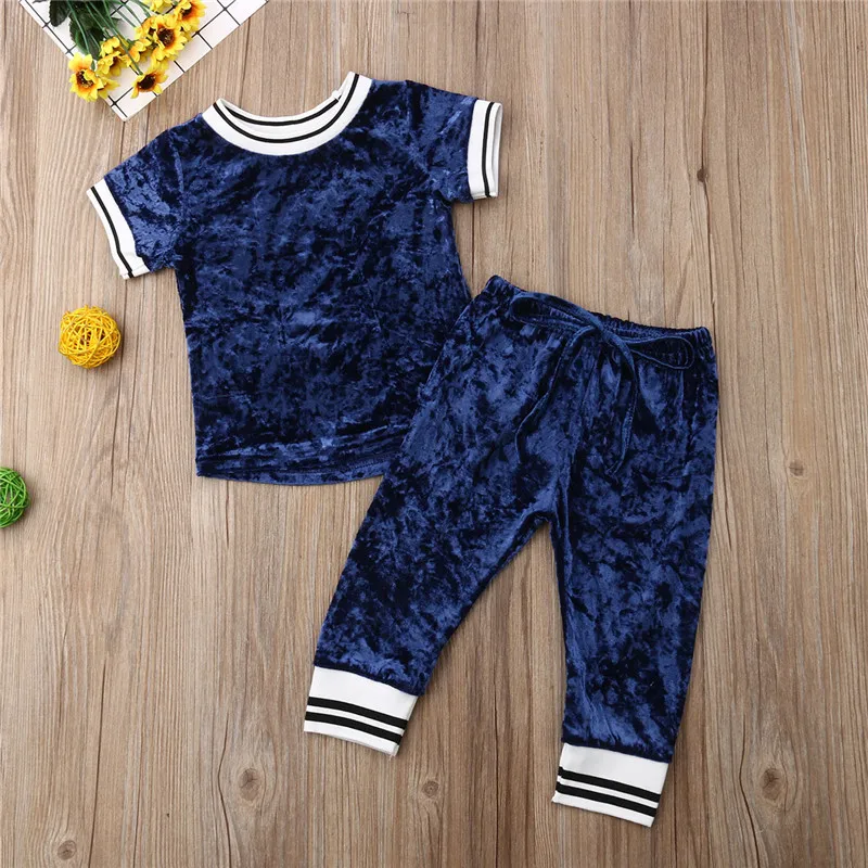 Kids Baby Girl Velvet Clothes Sets Summer Casual Pleuche 2Pcs Short Sleeve T-shirt Tops Lace-up Long Pants Girls Tracksuits 1-6Y
Kids Baby Girl Velvet Clothes Sets Summer Casual Pleuche 2Pcs Short Sleeve T-shirt Tops Lace-up Long Pants Girls Tracksuits 1-6Y
