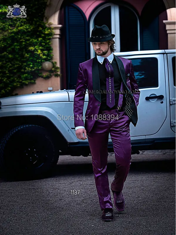 New Arrival Handsome Custom Made Satin Purple Suits For Men Groom Tuxedos Men Wedding Suits Costume Homme (Jacket+Pants+Tie)
New Arrival Handsome Custom Made Satin Purple Suits For Men Groom Tuxedos Men Wedding Suits Costume Homme (Jacket+Pants+Tie)