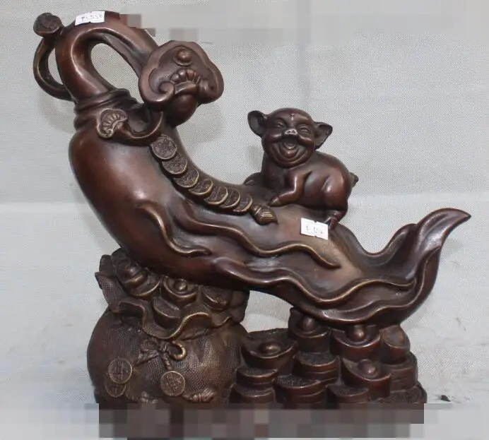 S4759 12"Chinese Folk Red Bronze Copper Wealth Yuanbao Money Coin Bag Ru Yi Pig Statue discount 30% (C0324)
S4759 12"Chinese Folk Red Bronze Copper Wealth Yuanbao Money Coin Bag Ru Yi Pig Statue discount 30% (C0324)