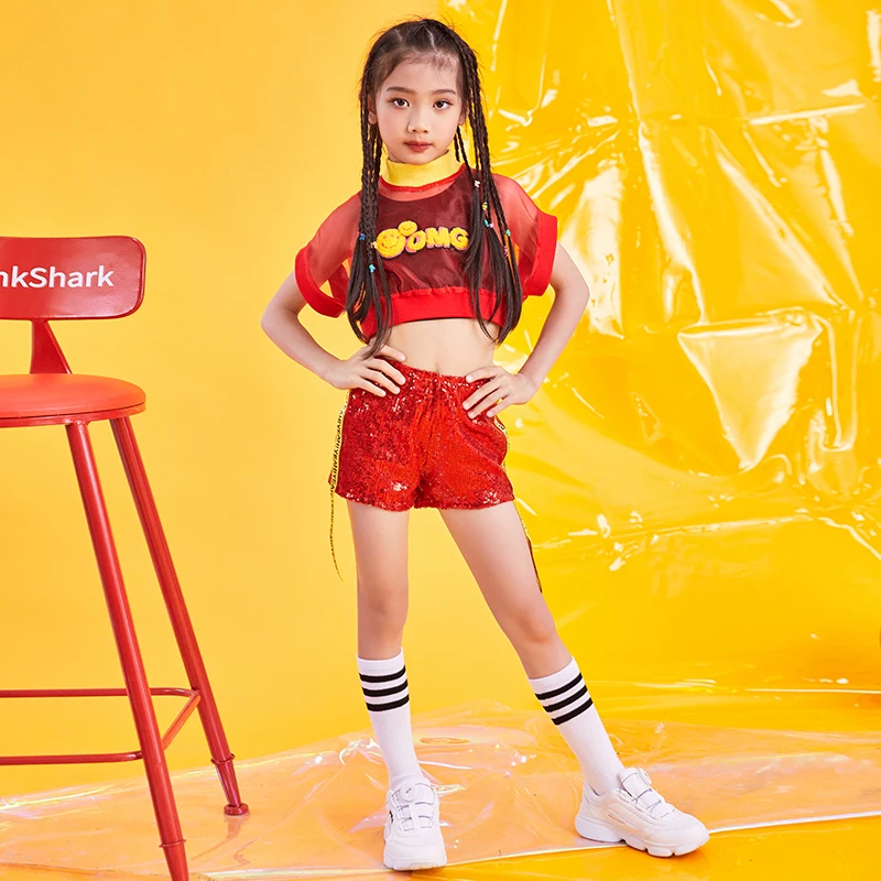 2019 Jazz Dance Costumes Girls Sequined Short-Sleeved Shirt Shorts Cheerleader Outfit Kids Sequin Hiphop Clothing Stage Wear
2019 Jazz Dance Costumes Girls Sequined Short-Sleeved Shirt Shorts Cheerleader Outfit Kids Sequin Hiphop Clothing Stage Wear