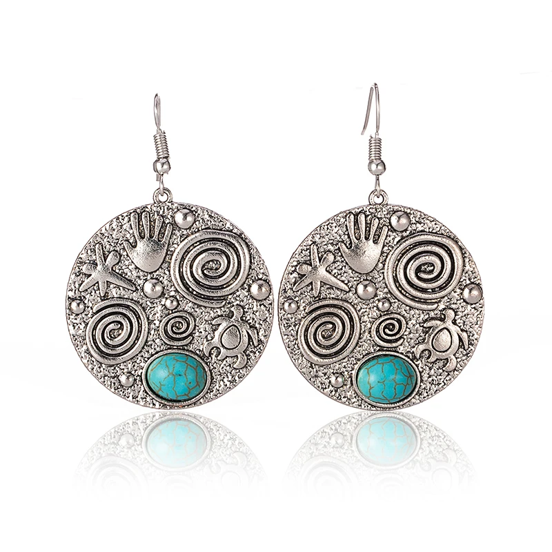 Antique Alloy Round Dangle Drop Women Earrings With Natural Stone Vintage Women Jewelry Accessories Charms
Antique Alloy Round Dangle Drop Women Earrings With Natural Stone Vintage Women Jewelry Accessories Charms