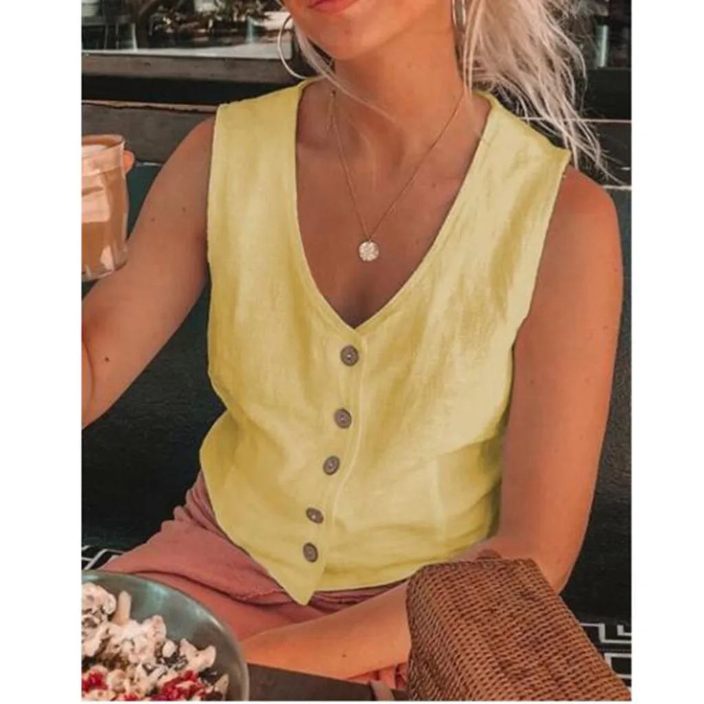 Womail Solid Color Button Design Sleeveless Casual Beach Summer Linen Material Soft Comfortable Fashion Women Tank Tops 19MAY22
Womail Solid Color Button Design Sleeveless Casual Beach Summer Linen Material Soft Comfortable Fashion Women Tank Tops 19MAY22