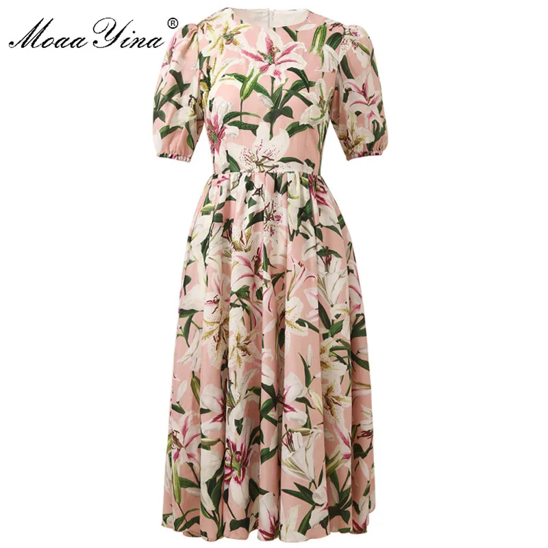 MoaaYina Fashion Designer Runway dress Spring Summer Women Dress Puff Sleeve Beading lily Floral-Print Elegant Dresses
MoaaYina Fashion Designer Runway dress Spring Summer Women Dress Puff Sleeve Beading lily Floral-Print Elegant Dresses