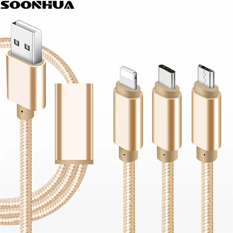 SOONHUA 3 in 1 USB Charger Cable for iPhone Micro USB Type C Cable For Samsung Xiaomi Mobile Phone Nylon Braided Charger Cord
SOONHUA 3 in 1 USB Charger Cable for iPhone Micro USB Type C Cable For Samsung Xiaomi Mobile Phone Nylon Braided Charger Cord