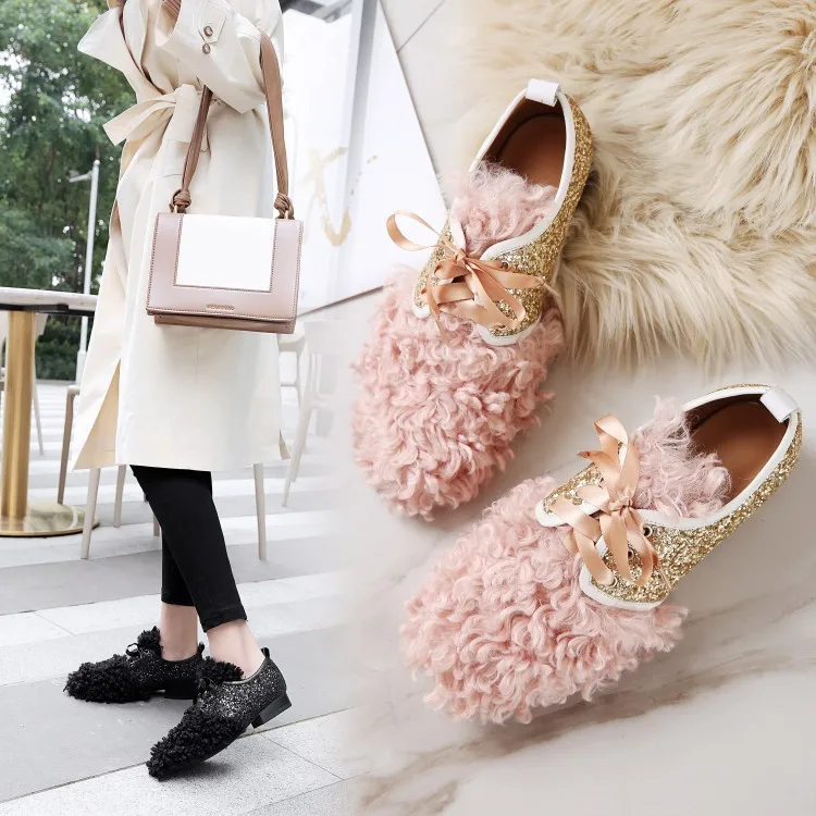 PXELENA Novelty 2019 Spring Autumn Wool Fur Low Heels Shoes Retro Lace Up Bling Dress Office Party Wedding Pumps Lady Pink Black
PXELENA Novelty 2019 Spring Autumn Wool Fur Low Heels Shoes Retro Lace Up Bling Dress Office Party Wedding Pumps Lady Pink Black