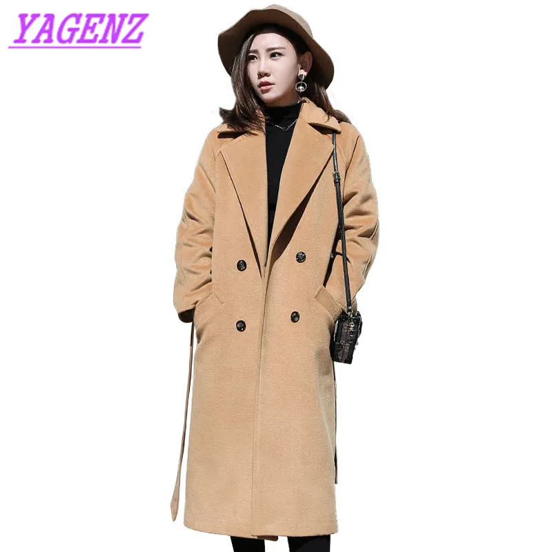 

Upscale Large size Women Winter warm Woolen Jacket New Young woman Loose Long Wool coat Black Raglan sleeve wool overcoat B184