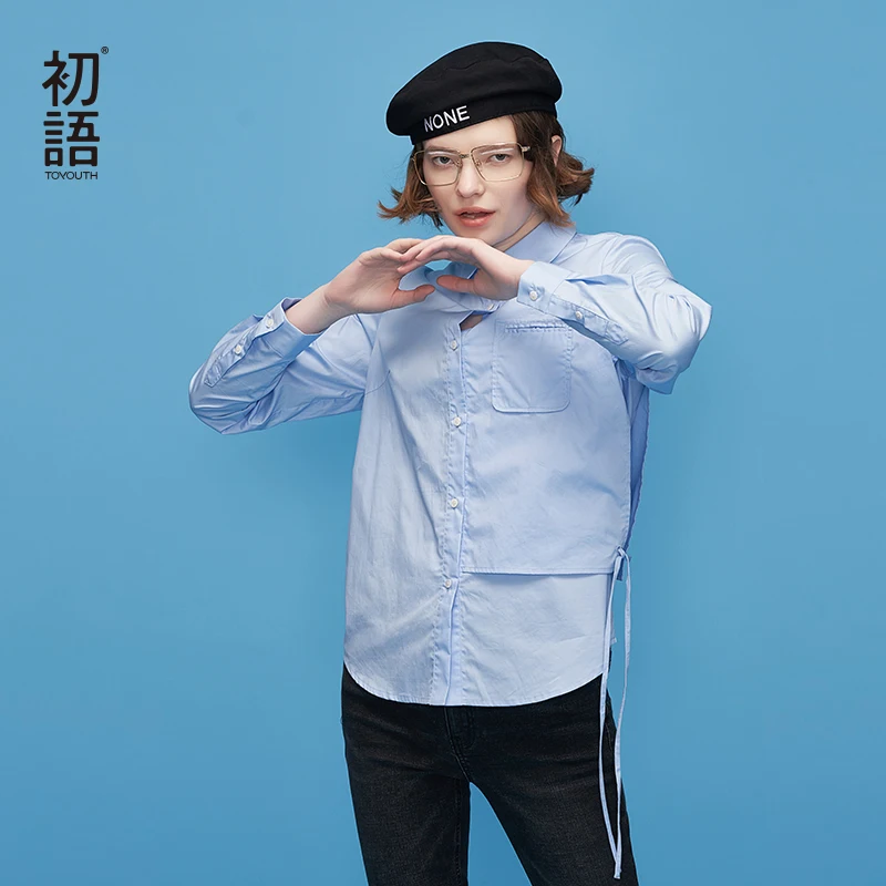 Toyouth 2019 Cotton Blouse Women Long Sleeve Elegant Lapel Collar Shirt Side Strap Casual Slim Tops White Blue Blusa Feminina
Toyouth 2019 Cotton Blouse Women Long Sleeve Elegant Lapel Collar Shirt Side Strap Casual Slim Tops White Blue Blusa Feminina