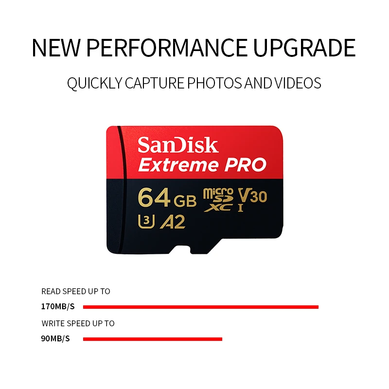 

Sandisk Extreme Pro Micro SD Card up to 170MB/s A2 V30 U3 64GB 128GB Original Sandisk TF Card Memory Card With SD Adapter