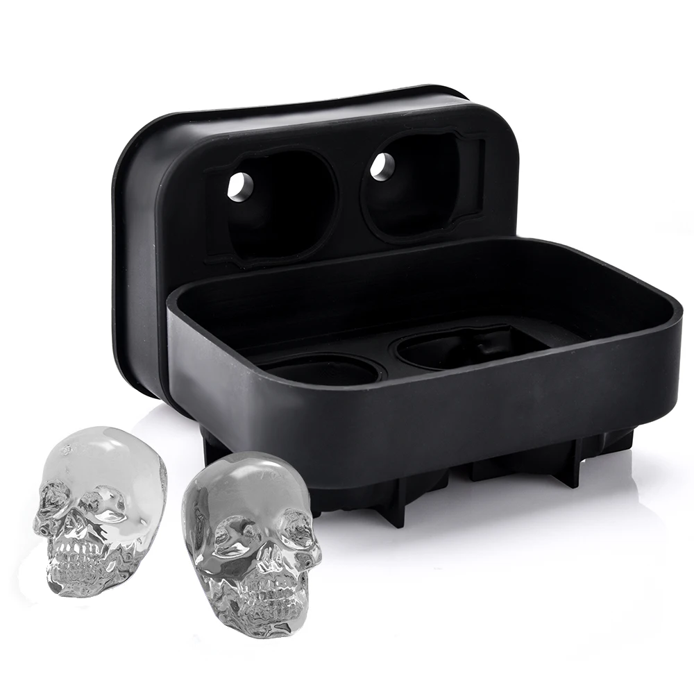 3D Skull Ice Cube Maker Solid Skeleton Icecube Mold Silicone Halloween Pudding Tray Whiskey Cocktail Cooler Ice Cream Tool (9)