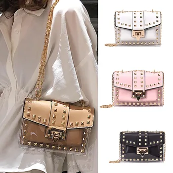 Womens Bag Fashion Rivet Diagonal Package Transparent Chain Shoulder taschen women bolsa masculina sac femme schoudertas dames
Womens Bag Fashion Rivet Diagonal Package Transparent Chain Shoulder taschen women bolsa masculina sac femme schoudertas dames