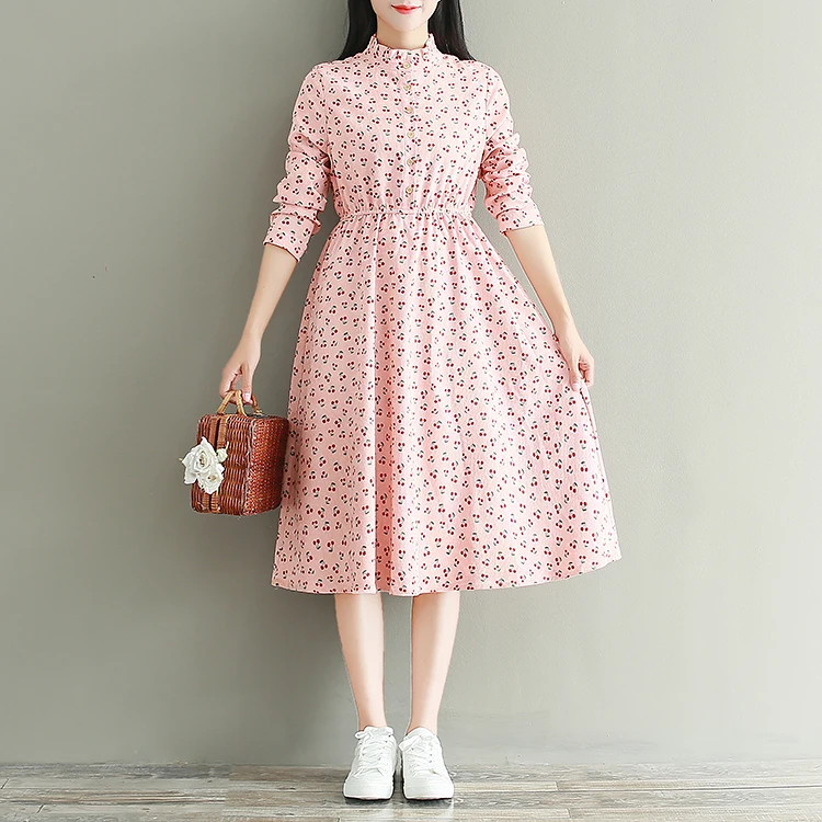 Mori Girl Pink Cherry Vintage Dress Spring Autumn Vestidos Women Long Sleeve Cherry Floral Print Corduroy Dresses M-XXL
Mori Girl Pink Cherry Vintage Dress Spring Autumn Vestidos Women Long Sleeve Cherry Floral Print Corduroy Dresses M-XXL