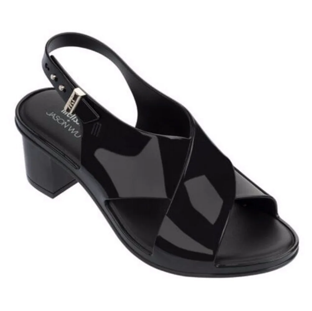 2018 summer high heel new women's sandal jelly shoes wide band cross high heel buckle thick heel sandal women