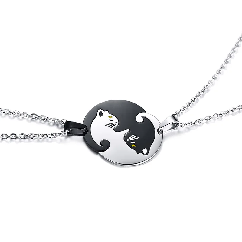 Friendship Jewelry Couples Gifts Set of 2 Yin Yang Cat Pendants Necklace in Stainless Steel Interlocking Like a Puzzle
Friendship Jewelry Couples Gifts Set of 2 Yin Yang Cat Pendants Necklace in Stainless Steel Interlocking Like a Puzzle