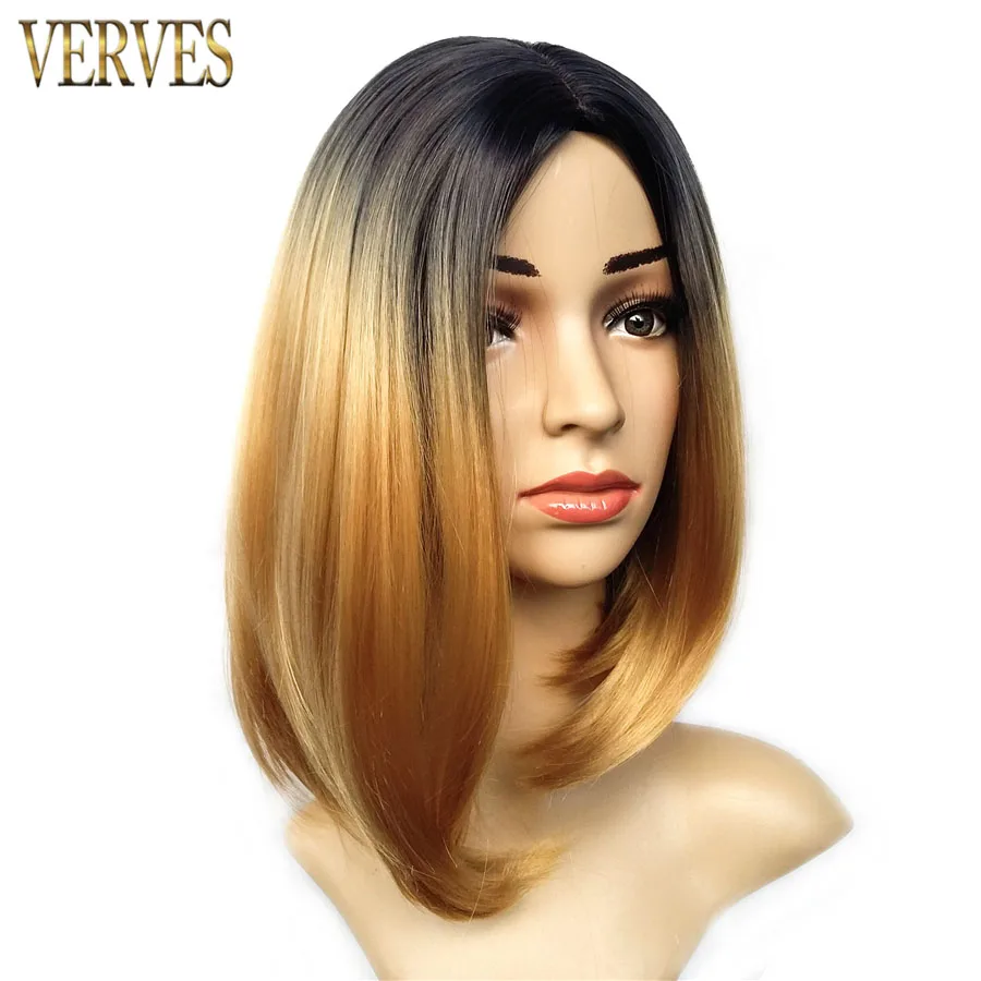Image ombre synthetic wigs VERVES bob wigs 6 colors options synthetic female short haircut wigs women wigs cosplay with hairnet