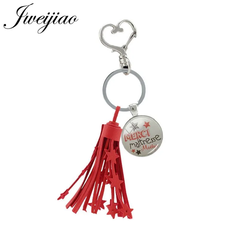 JWEIJIAO Red Tassel Keychain Glass Cabochon Merci Maitresse Keyring Key Chian For French Teachers Bag Key Decoration GIft MM80
JWEIJIAO Red Tassel Keychain Glass Cabochon Merci Maitresse Keyring Key Chian For French Teachers Bag Key Decoration GIft MM80