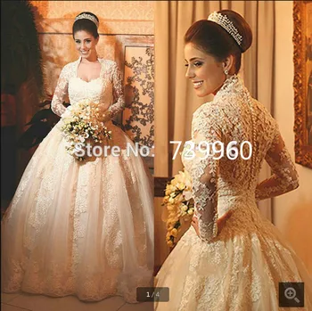 White Ball Gown Long Sleeve vintage Wedding Dress Lace Princess Wedding Gowns Beading Wedding Dresses Vestido De Noiva
White Ball Gown Long Sleeve vintage Wedding Dress Lace Princess Wedding Gowns Beading Wedding Dresses Vestido De Noiva