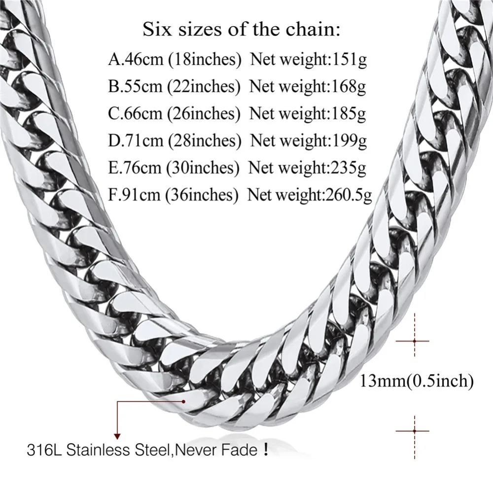 Stainless Steel Link Chain | 3mm | Silver, Black or Gold Silver 26 (66cm)