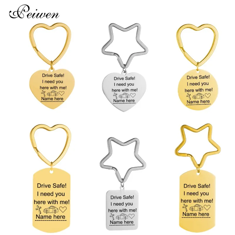 Stainless Steel Keychain Star Heart Circle For Driver Dog Tag Round Heart Pendant Drive Safe Key Chain For Women Men Keyring
Stainless Steel Keychain Star Heart Circle For Driver Dog Tag Round Heart Pendant Drive Safe Key Chain For Women Men Keyring