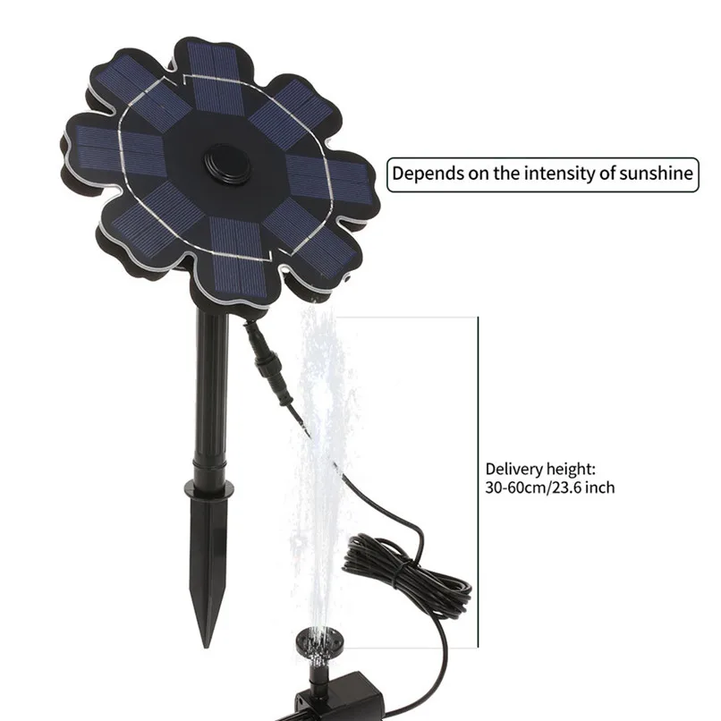 Petal Fountain Solar Pump Round Floating Fountain Bird Bath Garden Decoration Petal Fountain #4L16 (12)