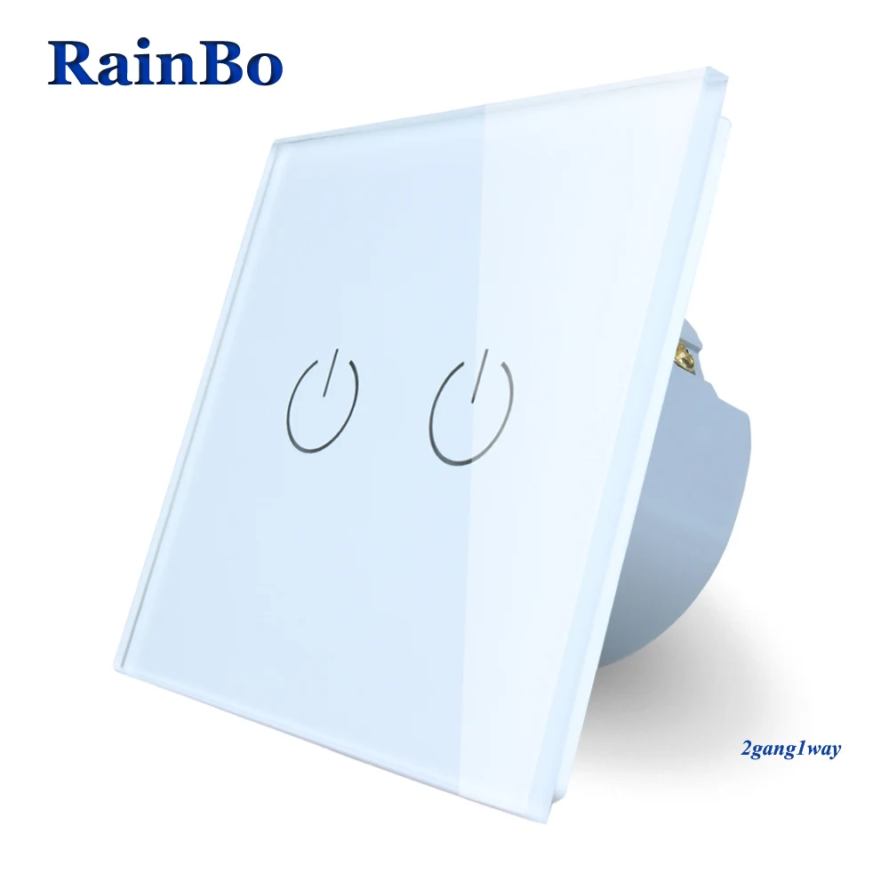 RainBo New-Crystal Glass-Panel wall-switch EU-Standard 110~250V Touch-Switch-Screen Wall-Light-Switch 2gang-1way A1921W/B
RainBo New-Crystal Glass-Panel wall-switch EU-Standard 110~250V Touch-Switch-Screen Wall-Light-Switch 2gang-1way A1921W/B