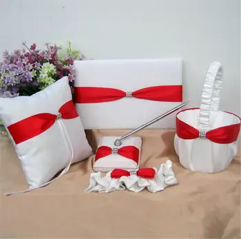 5-Piece Rhinestone Heart Guest Book Set with Pen Wedding Ring Pillow/Flower Girl Basket and 2 Garters
5-Piece Rhinestone Heart Guest Book Set with Pen Wedding Ring Pillow/Flower Girl Basket and 2 Garters