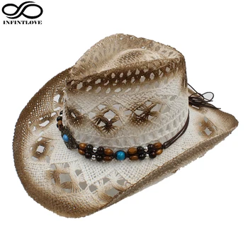 LUCKYLIANJI Women Men Fashion Vintage Turquoise Leather Band Bohemia Style Cowboy Western Summer Straw Panama Sun Hat(58cm)
LUCKYLIANJI Women Men Fashion Vintage Turquoise Leather Band Bohemia Style Cowboy Western Summer Straw Panama Sun Hat(58cm)