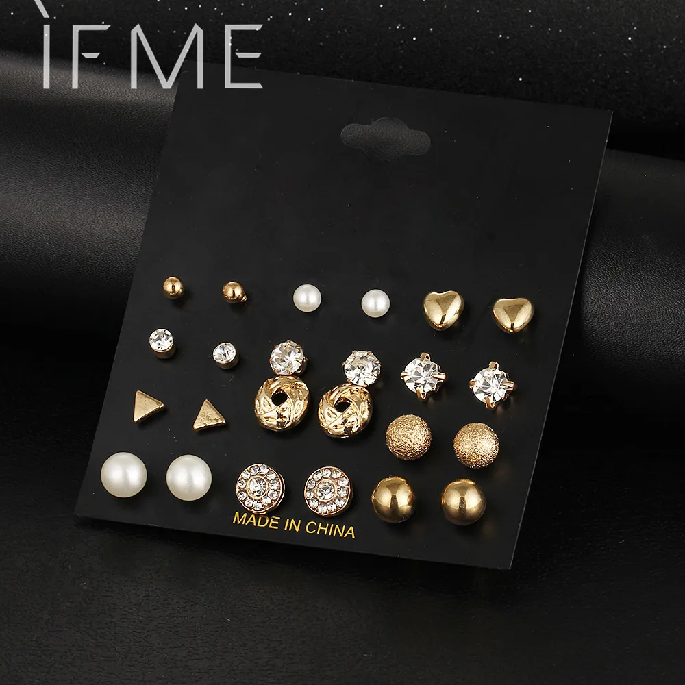 12 Pcs/Set Crystal Alloy Round Ball Gold Color Stud Earrings Vintage Silver Color Simulated Pearl Earring Set For Women Brincos
12 Pcs/Set Crystal Alloy Round Ball Gold Color Stud Earrings Vintage Silver Color Simulated Pearl Earring Set For Women Brincos