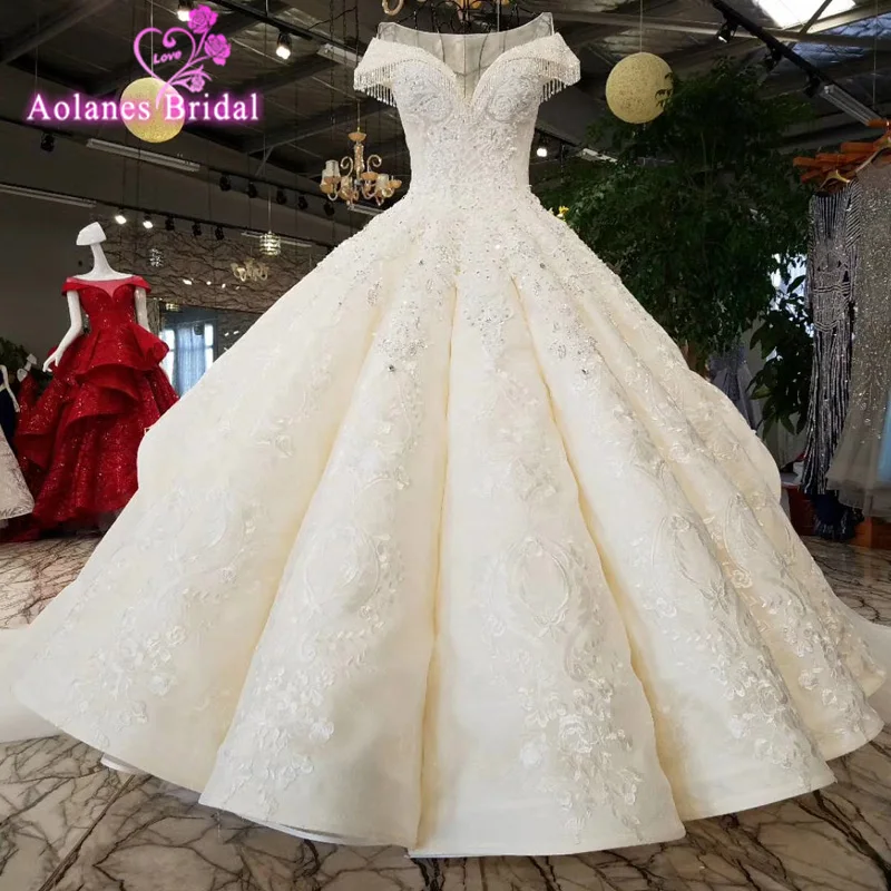 AOLANES Robe De Mariage Роскошные платья невесты 2018 свадебные с королевским шлейфом