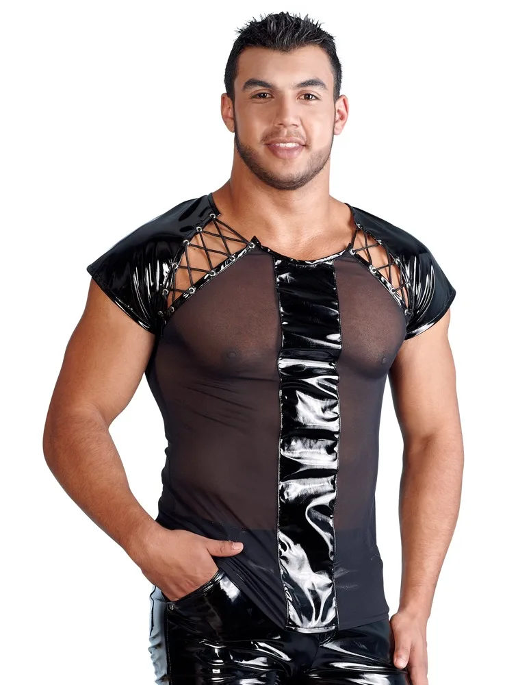 Breathable Transparent T-shirt Mesh PU leather Bodysuits Men sexy Shapers Leotard Male clothes
Breathable Transparent T-shirt Mesh PU leather Bodysuits Men sexy Shapers Leotard Male clothes