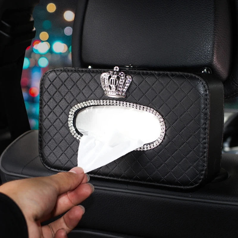 Crown Crystal Car Tissue Box Holder Seat Back Headrest Hanging Tissue Paper Case Diamond Car Styling Decoration Auto Accessories
Crown Crystal Car Tissue Box Holder Seat Back Headrest Hanging Tissue Paper Case Diamond Car Styling Decoration Auto Accessories