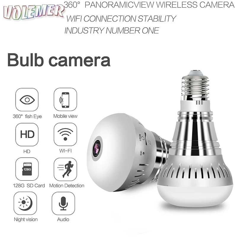 Volemer New Ec15 Network Panoramic Camera Wireless Wifi Light Bulb Smart Ip Webcam 360 Degree Home Surveillance Video Camcorder
Volemer New Ec15 Network Panoramic Camera Wireless Wifi Light Bulb Smart Ip Webcam 360 Degree Home Surveillance Video Camcorder