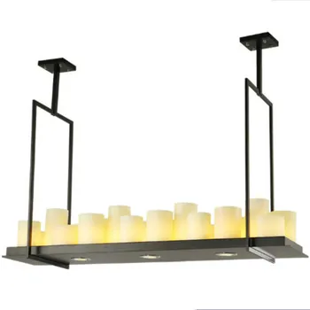 American retro wrought iron E14 candle bulb chandelier art restaurant industrial wind rectangular glass lampshade chandeliers
American retro wrought iron E14 candle bulb chandelier art restaurant industrial wind rectangular glass lampshade chandeliers