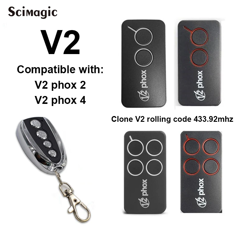 V2 PHOX2-433 / V2 PHOX4-433 Remote Control Transmitter Replacement V2 garage command handheld transmitter rolling code 433.92mhz
V2 PHOX2-433 / V2 PHOX4-433 Remote Control Transmitter Replacement V2 garage command handheld transmitter rolling code 433.92mhz