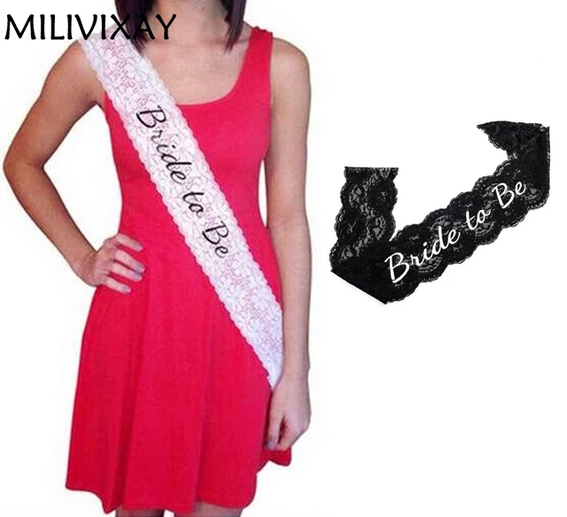 

MILIVIXAY 1Pcs Black/White Lace Bachelorette Party Accessories Bride To Be Hen Night Stain Sashes Hen Party