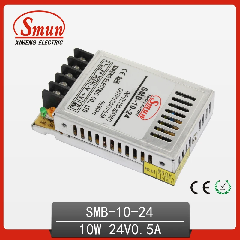 10W Ultra Thin Type Single Output Switching Mode Power Supply 24V 0.4A AC-DC Slim Led Driver SMB-10-24
10W Ultra Thin Type Single Output Switching Mode Power Supply 24V 0.4A AC-DC Slim Led Driver SMB-10-24