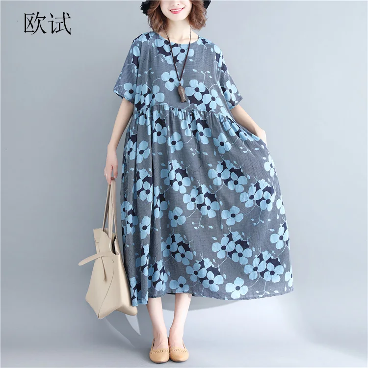 Women Summer Fashion Loose Dress Short Sleeve Stitching Art Floral Printed Plus Size Dresses Casual Dress New Arrival 2019 4xl
Women Summer Fashion Loose Dress Short Sleeve Stitching Art Floral Printed Plus Size Dresses Casual Dress New Arrival 2019 4xl