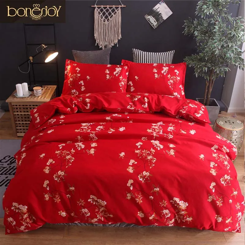 Bonenjoy Red color Flower Printed Bedding Set Cotton Polyester Bed Linen Queen ropa de cama American Style Duvet Cover Sets
Bonenjoy Red color Flower Printed Bedding Set Cotton Polyester Bed Linen Queen ropa de cama American Style Duvet Cover Sets