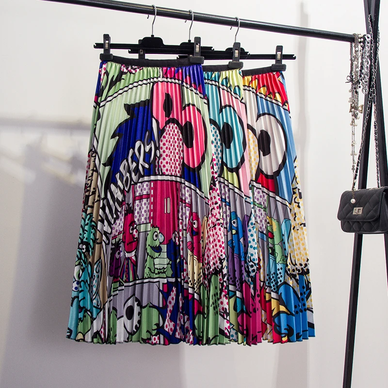 2019 Spring New-Coming European Cartoon Pattern High Elasticity Pleated skirt High Street Style A-line Mid-Calf Skirts
2019 Spring New-Coming European Cartoon Pattern High Elasticity Pleated skirt High Street Style A-line Mid-Calf Skirts