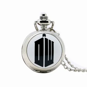 

Fashion Doctor Who Theme Dr. Who Small Pocket Watch Silver Quartz Watches Necklace with Chain For Men Women Boy Girl Kid Gift