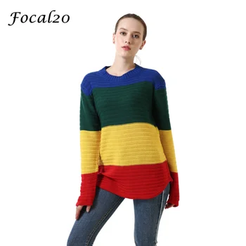 Focal20 Winter Rainbow Color Stripes Women Sweater Contrast Color Casual Loose Knitted Oversized Sweater
Focal20 Winter Rainbow Color Stripes Women Sweater Contrast Color Casual Loose Knitted Oversized Sweater