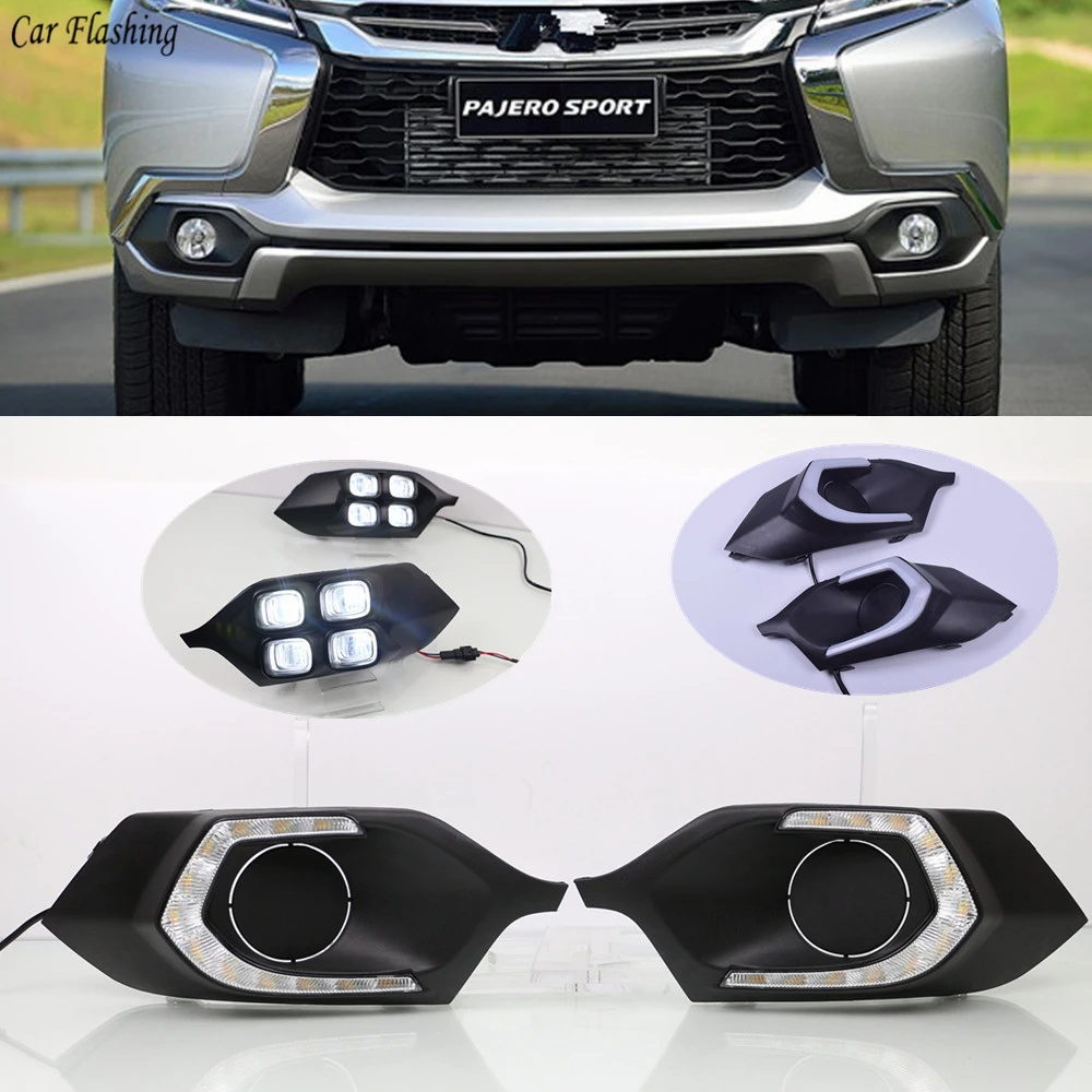 Car Flashing 2pcs LED DRL Daytime driving Running Lights Daylight with turn signal Lamp For Mitsubishi Pajero Sport 2016 2017
Car Flashing 2pcs LED DRL Daytime driving Running Lights Daylight with turn signal Lamp For Mitsubishi Pajero Sport 2016 2017