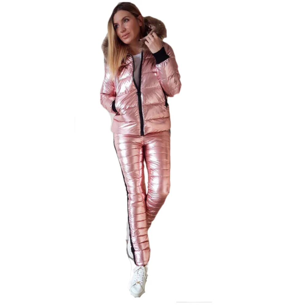 Bright Leather Women Ski Suit Winter Thick Fur Collar Hooded Jacket Outdoor Slim Trousers Warm Down Cotton Jacket+Pants
Bright Leather Women Ski Suit Winter Thick Fur Collar Hooded Jacket Outdoor Slim Trousers Warm Down Cotton Jacket+Pants