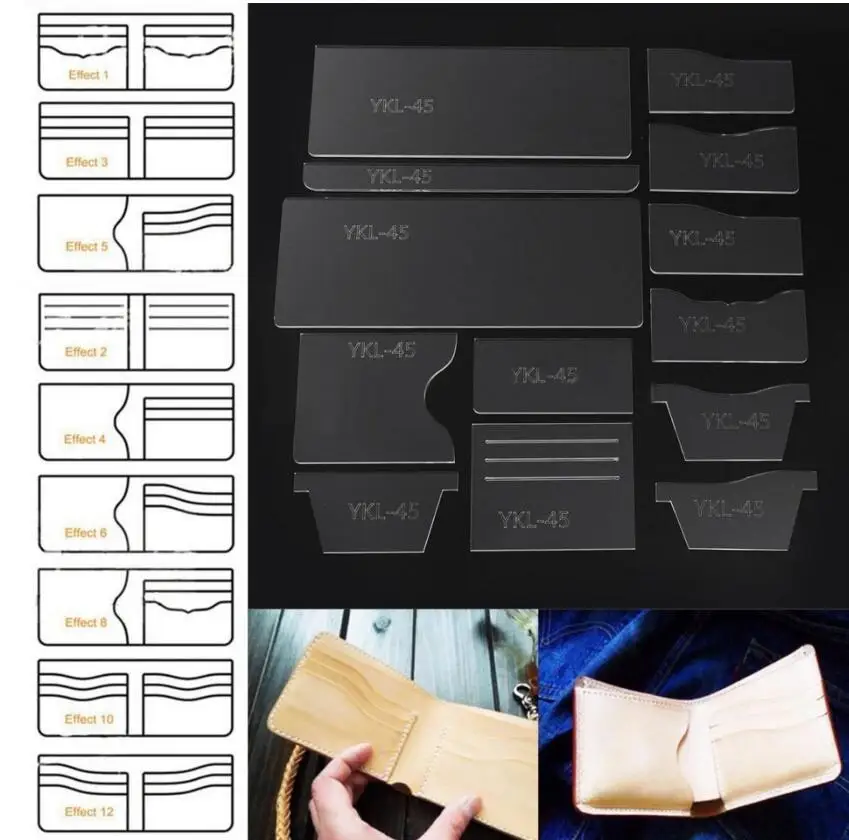 13Pcs New Clear Acrylic Wallet Pattern Stencil Template Set Leather Craft DIY Tool Sewing pattern sewing stencils
13Pcs New Clear Acrylic Wallet Pattern Stencil Template Set Leather Craft DIY Tool Sewing pattern sewing stencils