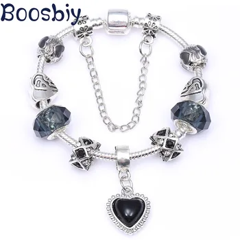 Boosbiy Vingate Silver Color Charm Bracelet With Black Crystal Heart Beads DIY Fine Bracelet For Women Jewelry Gift Pulseira
Boosbiy Vingate Silver Color Charm Bracelet With Black Crystal Heart Beads DIY Fine Bracelet For Women Jewelry Gift Pulseira