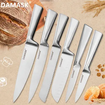 DAMASK Brand Stainless Steel Kitchen Knife Set Chef Cooking Knives 3Cr13 High Hardness Blade Light Weight Handle Cleaver Gyutou
DAMASK Brand Stainless Steel Kitchen Knife Set Chef Cooking Knives 3Cr13 High Hardness Blade Light Weight Handle Cleaver Gyutou