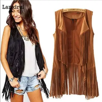 Fashion Autumn Winter Suede Leather Fringe Long Waistcoat Female Colete Feminino Autumn Sleeveless Tassel Fringed Vest Cardigan
Fashion Autumn Winter Suede Leather Fringe Long Waistcoat Female Colete Feminino Autumn Sleeveless Tassel Fringed Vest Cardigan