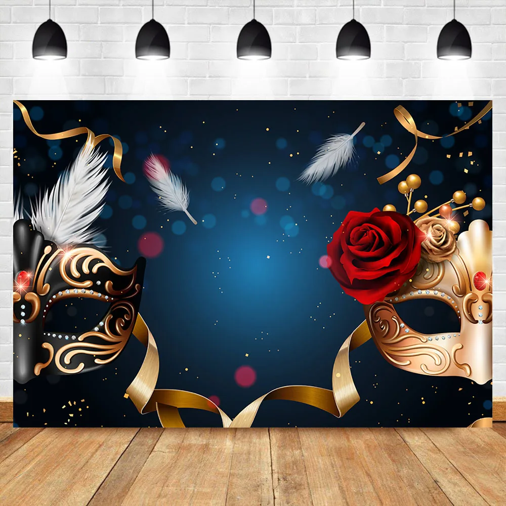 NeoBack Retro Masquerade Party Backdrop Black and Gold Mask Rose Flower Photo Background Feather Mask Celebration Backdrops
NeoBack Retro Masquerade Party Backdrop Black and Gold Mask Rose Flower Photo Background Feather Mask Celebration Backdrops