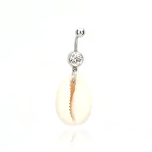 Shell Pérola Forma Umbigo Anéis Mexilhão Ostra Sexy Piercings de Aço Cirúrgico Umbigo Piercing Barbell Jóia Do Corpo Sexy(China)