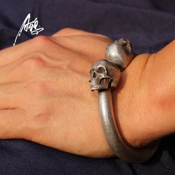Vintage Skull Bracelet Heavy Quality Design 80*78mm Skeleton Bangle Men Man Male Punk Rock S925 Jewelry Personality Present DHL
Vintage Skull Bracelet Heavy Quality Design 80*78mm Skeleton Bangle Men Man Male Punk Rock S925 Jewelry Personality Present DHL