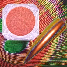 0.2g caméléon paon Holo miroir ongles poudre holographique Nail Art paillettes brillant Chrome Pigment Nail Art poussière décoration(China)